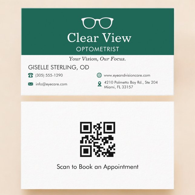 QR Code Optometrist Vision Care Doctor Office Business Card (Creator Uploaded)