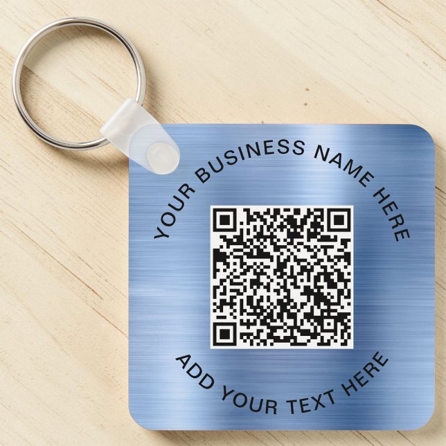QR Code or Logo Promotional Blue Key Ring (QR Code Promotional Blue Keychain)