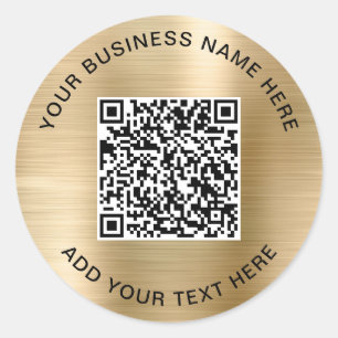 QR Code or Logo Promotional Gold Classic Round Sticker