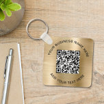 QR Code or Logo Promotional Gold Key Ring<br><div class="desc">Simple elegant promotional keychain for your business or organization with a gold faux brushed metallic background. Add your QR code or logo and two lines of customized text,  such as your company name,  slogan,  thank you,  or leave blank.</div>