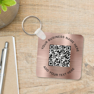 QR Code or Logo Promotional Rose Gold Key Ring