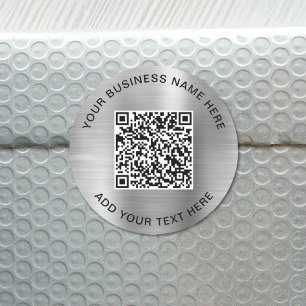 QR Code or Logo Promotional Silver Classic Round S Sticker