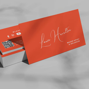 QR code orange modern beauty influencer  Business Card