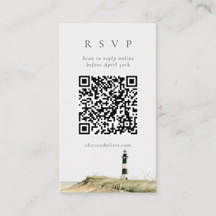 QR Code Outer Banks Lighthouse Wedding RSVP Card