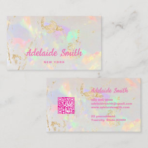 QR code pastel colours opal texture Business Card