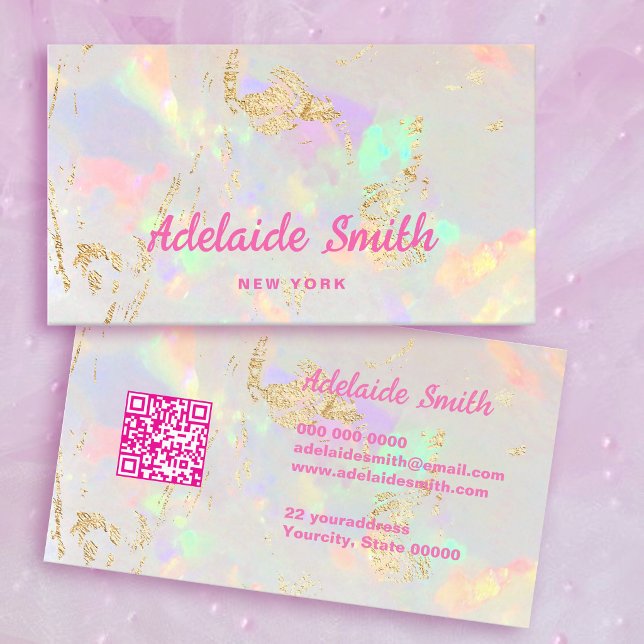 QR code pastel colours opal texture Business Card (Creator Uploaded)