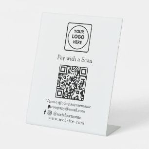 QR Code Pay Custom Venmo PayPal Logo Design Pedestal Sign