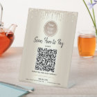 QR Code Pay Here Gold Glitter Drips Custom Logo