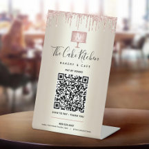 QR Code Pay Here Pink Cake Bakery Glitter Gold