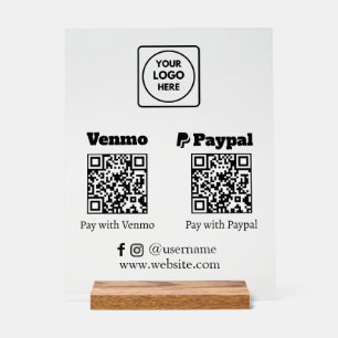 QR Code Pay   Venmo & PayPal Digital Payment Sign