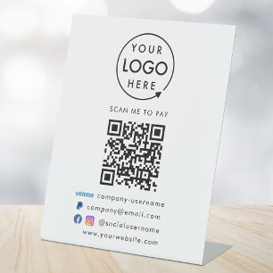 QR Code Pay   Venmo Paypal Payment Business Logo Pedestal Sign
