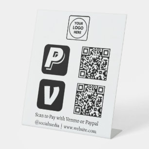 QR Code Pay   Venmo PayPal Scan-to-Pay Logo Pedestal Sign