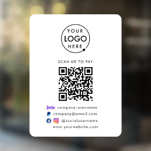 QR Code Pay Zelle Paypal Payment Business Logo