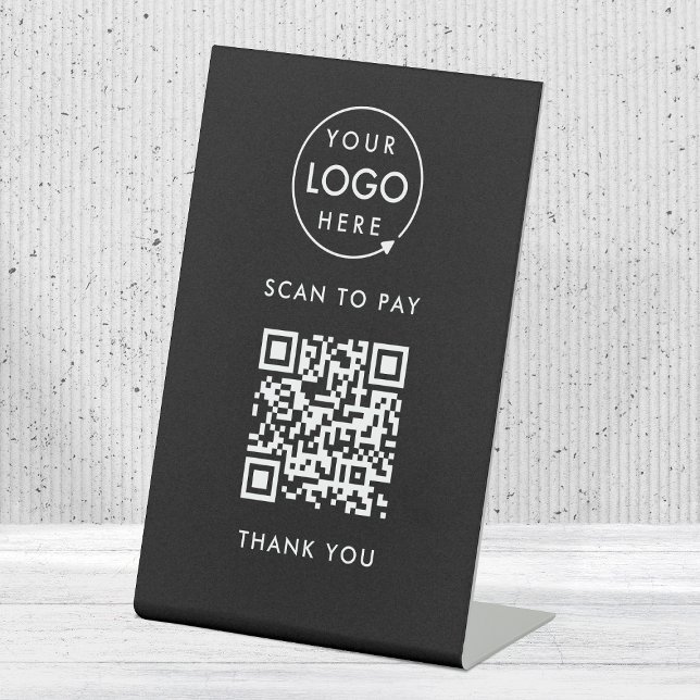 QR Code Payment | Black Logo Contactless Pedestal Sign (Creator Uploaded)