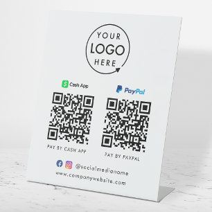 QR Code Payment   CashApp Paypal Scan to Pay Logo Pedestal Sign