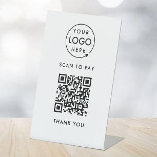 QR Code Payment   Logo Contactless Scan to Pay Pedestal Sign