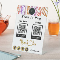 QR Code Payment Orange Glitter Zebra Stripes