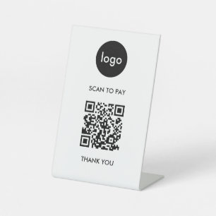 QR Code Payment Scan To Pay Business Logo Pedestal Sign