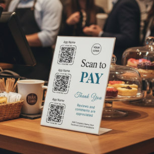 QR Code Payment - Scan to Pay Business Logo Pedestal Sign