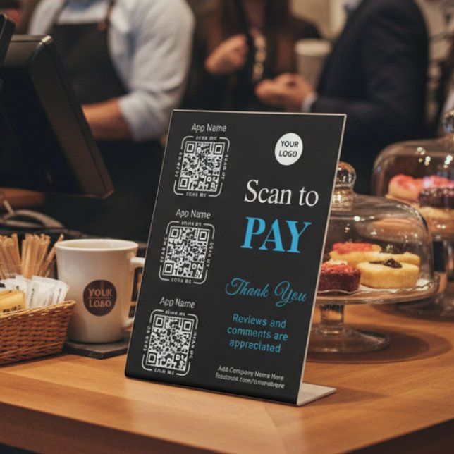 QR Code Payment - Scan to Pay Business Logo Pedestal Sign (Creator Uploaded)