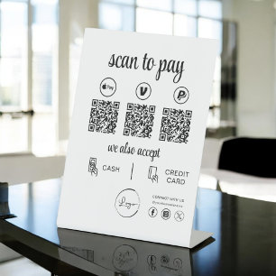 QR Code Payment - Scan to Pay Business Logo Pedestal Sign