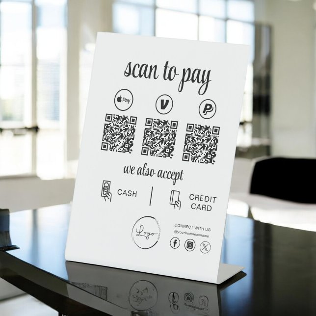 QR Code Payment - Scan to Pay Business Logo Pedestal Sign (Creator Uploaded)