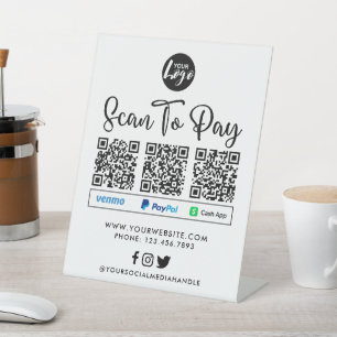 QR Code Payment    Scan to Pay Logo   Pedestal Sign