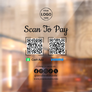QR Code Payment Scan to Pay Venmo Cash App Logo 