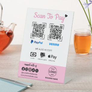 QR Code Payment Scan to Pay Venmo Paypal Pedestal Sign
