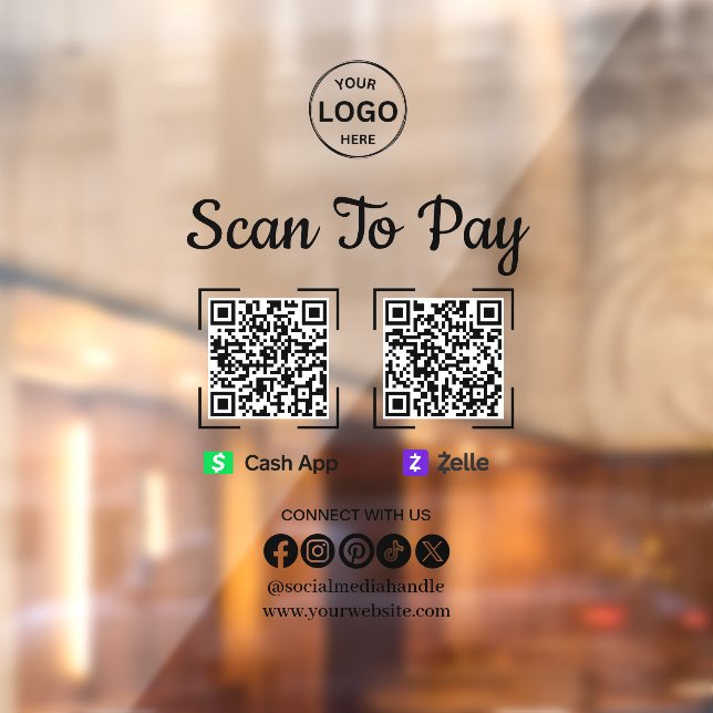 QR Code Payment Scan to Pay Zelle Cash App Logo (Sheet 2)