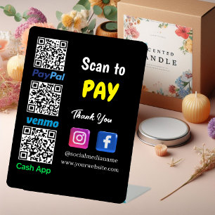 QR Code Payment   Venmo Paypal CashApp Scan to Pay Pedestal Sign