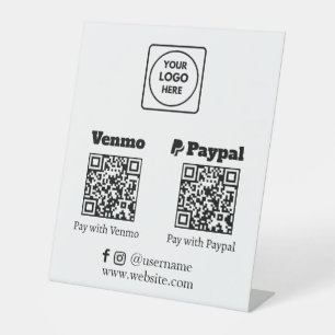 QR Code Payment   Venmo PayPal Custom Logo Scan Pedestal Sign