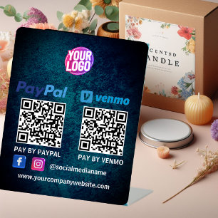QR Code Payment   Venmo Paypal Scan to Pay Logo Pedestal Sign
