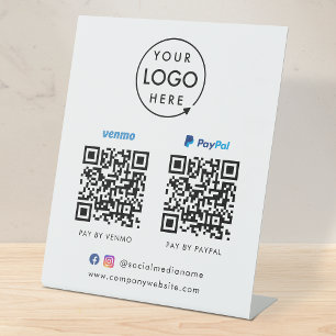 QR Code Payment   Venmo Paypal Scan to Pay Logo Pedestal Sign