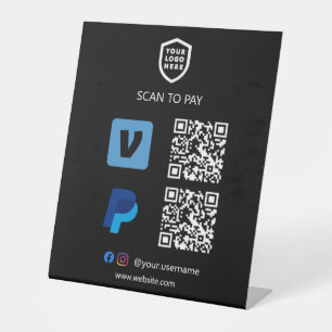 QR Code Payment   venmo & Paypal Scan to Pay Pedes Pedestal Sign