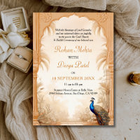 QR Code Peacock Palm Garden Indian Wedding