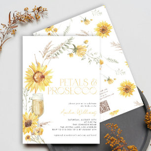QR Code Petals & Prosecco Sunflower Bridal Shower Invitation