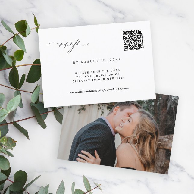 QR code photo black and white wedding RSVP Card (Creator Uploaded)