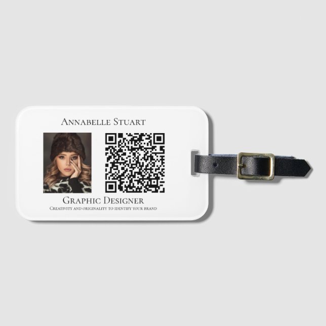 QR code Photo Business Company Luggage Tag (Front Horizontal)