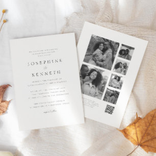 QR Code Photo Collage Christian All In One Wedding Invitation