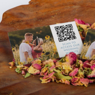 QR Code & Photo Dove Blue Wedding Website Details Enclosure Card