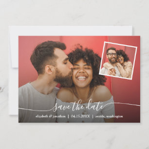 QR Code Photo Elegant Script Modern Save The Date