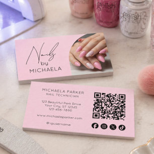 QR Code Photo Nail Specialist Artist Typography Business Card