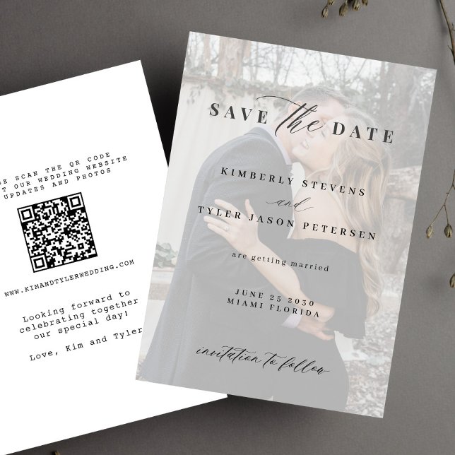 QR CODE photo overlay elegant modern wedding Save The Date (Creator Uploaded)
