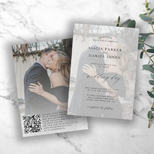 QR CODE photo overlay modern elegant wedding Invitation