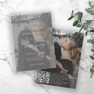 QR CODE photo overlay modern elegant wedding Invitation