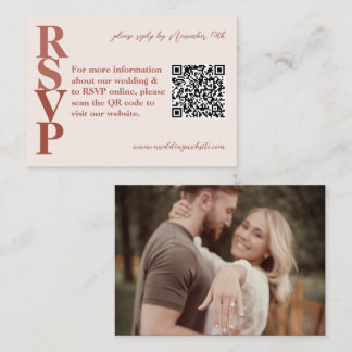 QR Code Photo Terracotta Modern Wedding RSVP Card