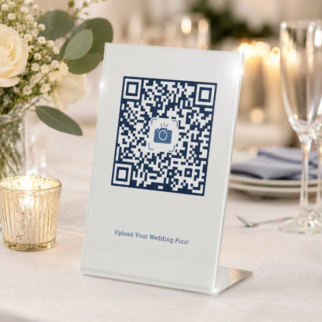 QR Code Photo Upload Wedding & Event Pedestal Sign (Creator Uploaded)