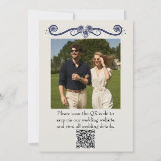 QR Code Photo Wedding Invitation | Elegant Boho 