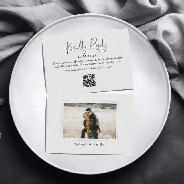 QR Code Photo Wedding RSVP Card (Creator Uploaded)